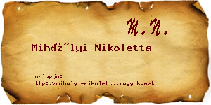 Mihályi Nikoletta névjegykártya